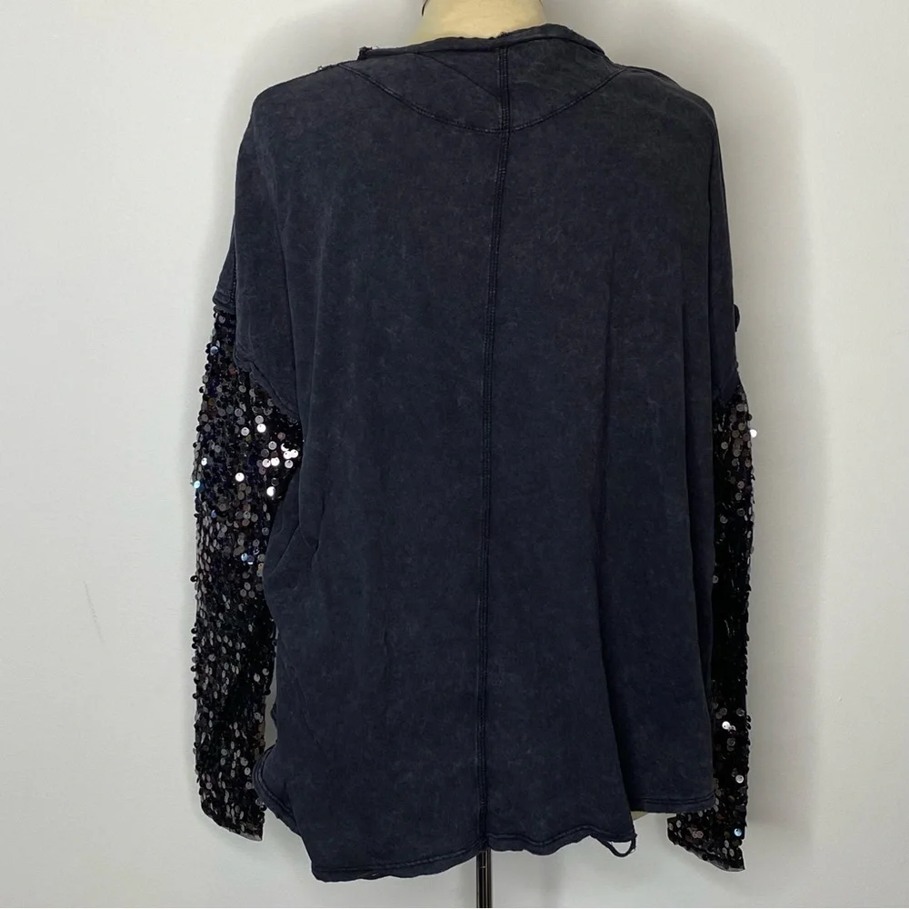 Free People Sequin Sleeve Celine Tee